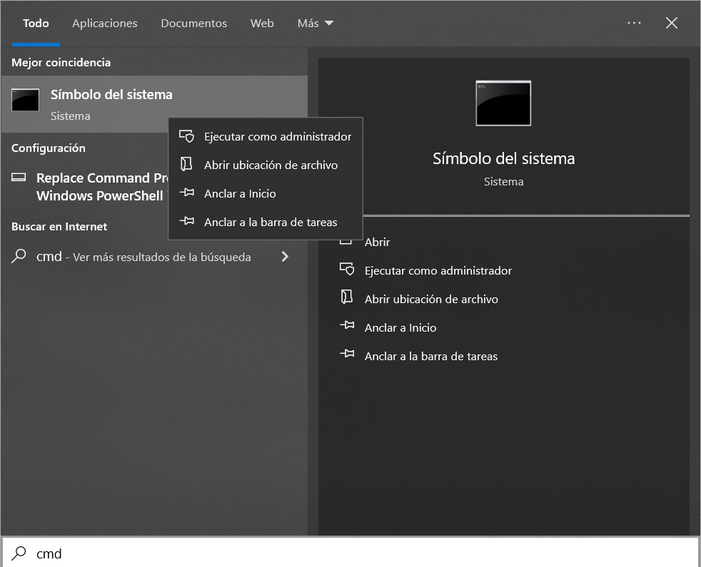 cmd-Ejecutar como administrador