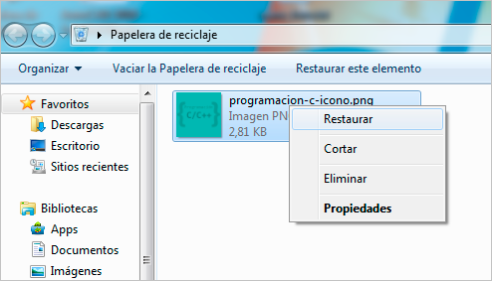 Windows papelera de reciclaje-Restaurar