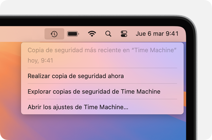 Explorar copias de seguridad de Time Machine