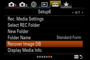 sony camera- Recover Image DB