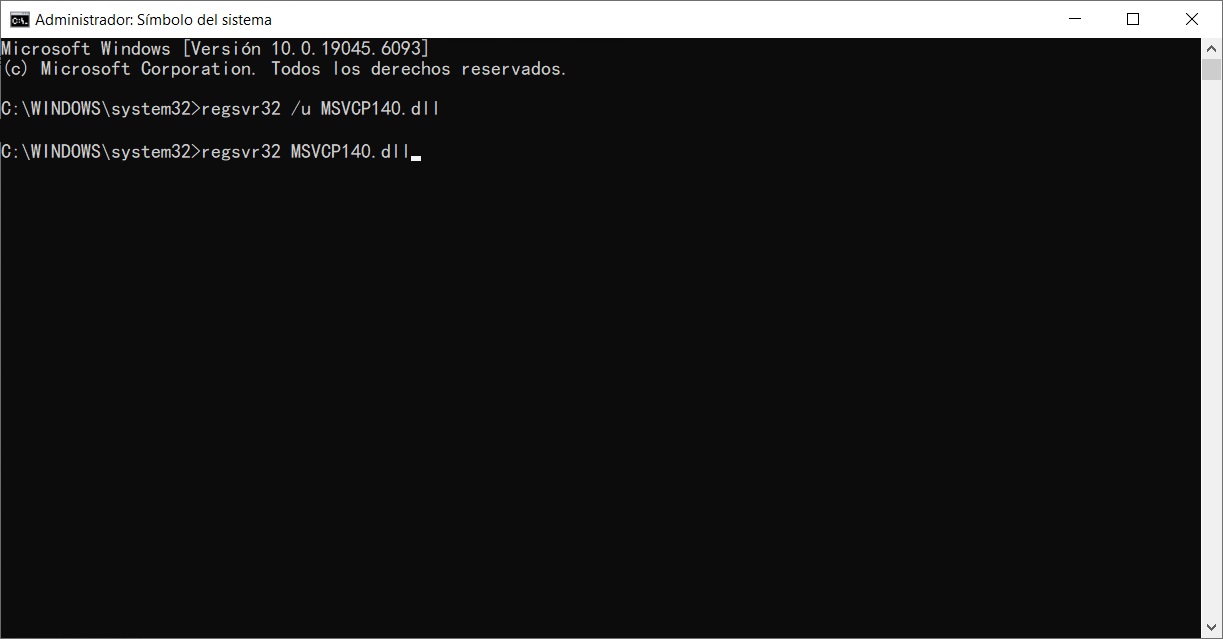 regsvr32 MSVCP140.dll