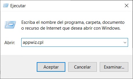 Ejecutar appwiz.cpl