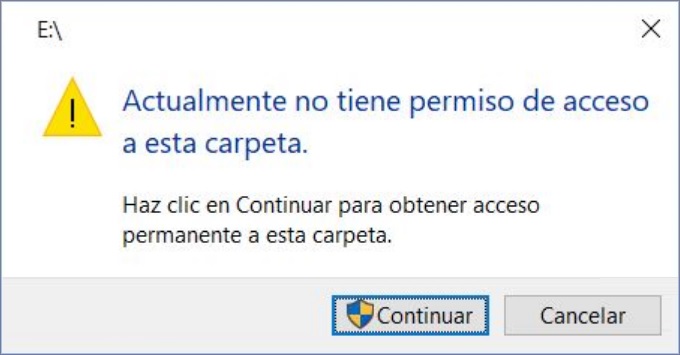 Actualmente no tiene permiso de acceso a esta carpeta. 