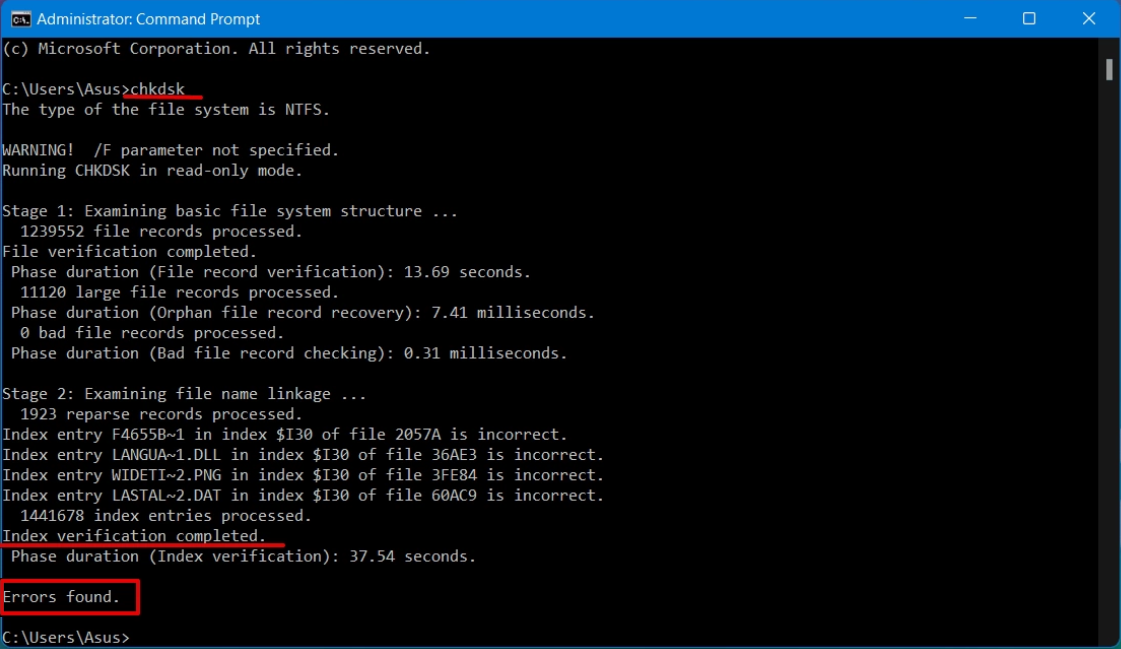 chkdsk