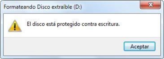 El disco esta protegido contra escritura.