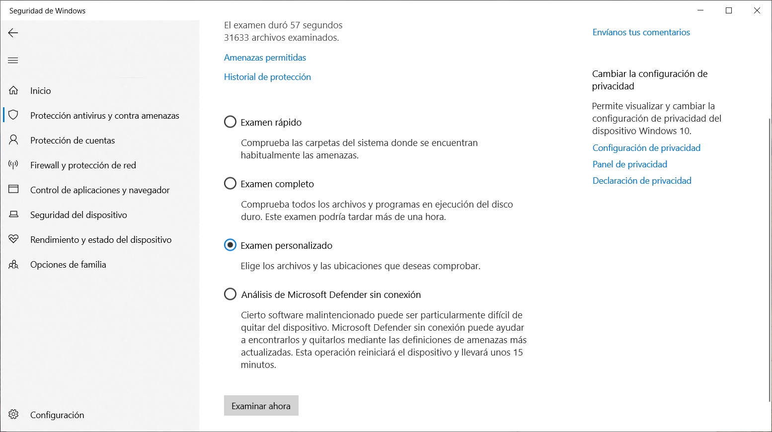 Escaneo personalizado