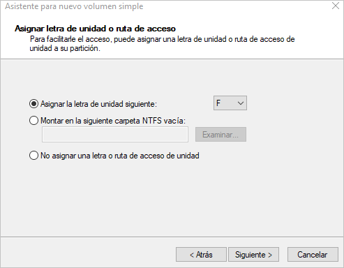 Asistente para nuevo volumen simple 
