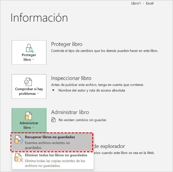 Excel-Archivo- Información- Recuperar documentos no guardados-Excel