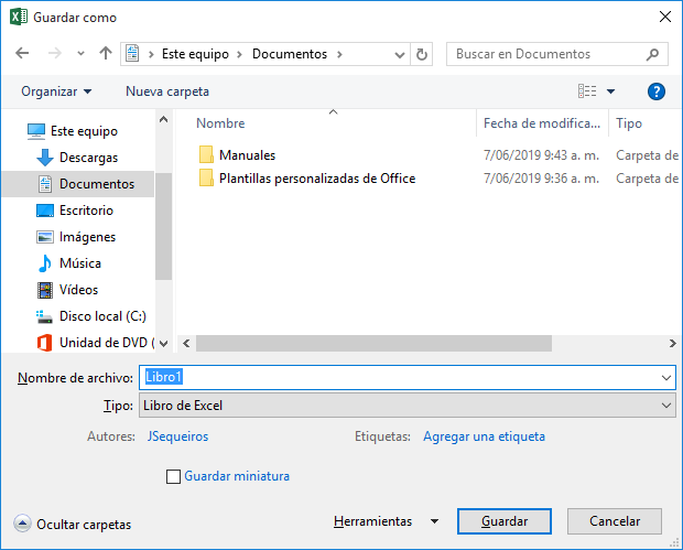 Excel - Archivo - Guardar como