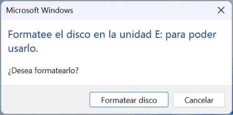 Formatee el disco en la unidad para poder usarlo