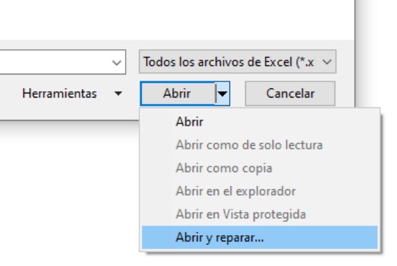 Abrir y reparar Excel