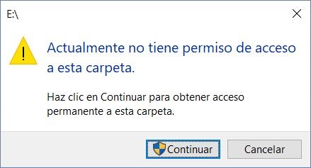 Actualmente no tiene permiso de acceso a esta carpeta.